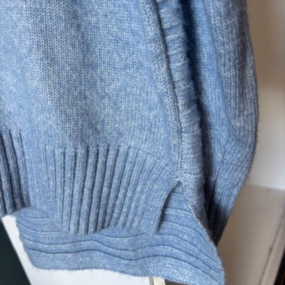 Tahari XL Blue Wash Sweater Long Sleeve Wool Tunic Casual Ribbed Stretch Cozy - Picture 4 of 8